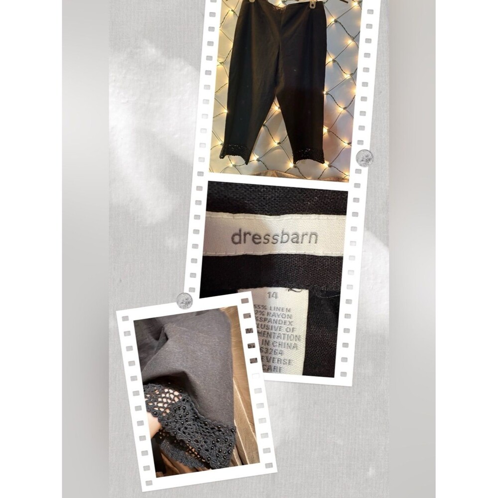 dressbarn Black Cropped Beaded-Hem Pants #1961